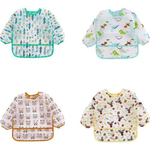Waterproof Cartoon Baby Boy Girl Bibs Infant Eating Children Drawing Burp Cloths Accessories