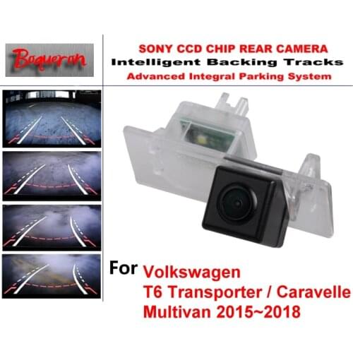 For vw T6 Transporter/Caravelle/Multivan 2015~2018 Car Backup Parking Intelligent Tracks Dynamic Guidance Rear View Camera