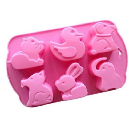 Animal Cake Molds for Kids 6-Hole Silicone Baking Cake Mold Bakeware