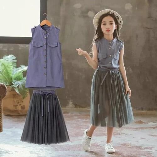 Girls Clothes Sets 2020 Summer Girl T-shirt + Tulle Skirt Suits Kids Princess Dresses Children Clothing Set 5 6 8 10 11 12 Years