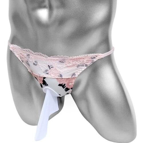 Lace Men Briefs Underwear Floral Fashion Sissy Pouch Panties Lingerie Penis Sheath High Cutting Bikini Softy Underpants