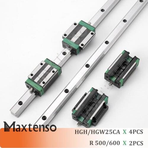 MAXTENSO HGR25 Linear Guide Rail 500 600mm HGH25CA HGW25 Blocks Carriage Linear Guideways CNC parts for machine High Precision