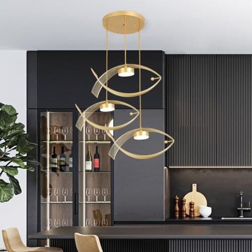 Restaurant chandelier modern simple iron three head personality bedroom study bar bar fashion fishing line Chandelier