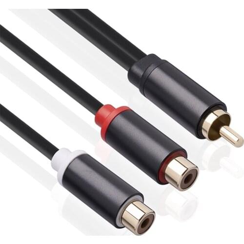Metal RCA Female To Dual 2-RCA Male Gold Plated Adapter Stereo Splitter Y Audio Cable Male To Female For Car Amplifier Speaker