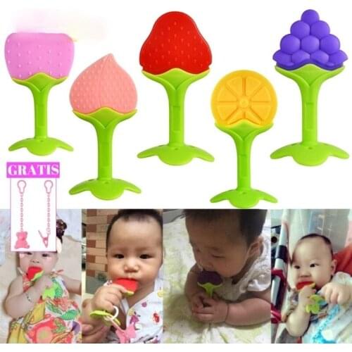Cute Fruit Gums Teether Toy Bite Baby Shape Fruit Growth Baby Chewing Exercises for Babies Baby Toys Supplement Baby Food