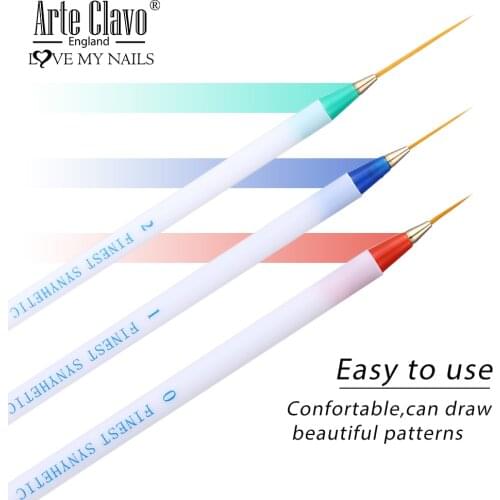 Arte Clavo 3pcs/set Nail Art Brush for Manicure Design Painting Drawing Pen UV Gel Brushes Extension Builder DIY Tools Kit