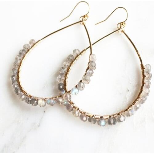 Natural Moonstonel Earrings 14K Gold filled Hoop Earrings Handmade Fine Jewelry Brincos Vintage Pendientes Oorbellen Earrings