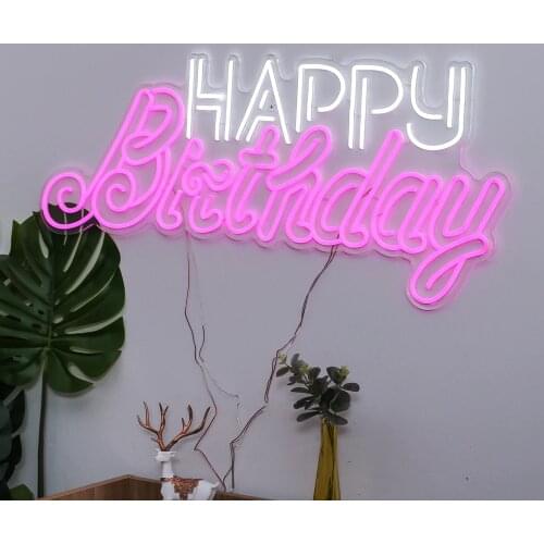 Popular BIRTHDAY CAKE HAPPY BIRTHDAY Slogan Neon Sign Gift Party Supplies Bedroom Living Room Window Wall Decoration Store Bar