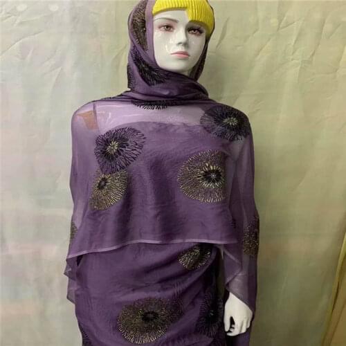 Latest 7 Yards Fashion High Quality Soft Silk Chiffon Printed Hot Drilling Fabric For Lady Dress Sewing Material.L1010186