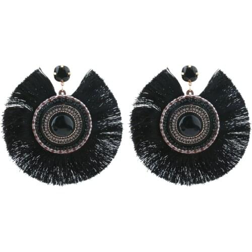 Zouchunfu New Fashion Bohemian Geometric Round Drop Earrings For Women Tassel Earrings 2020 Handmade Big Earrings Oorbellen