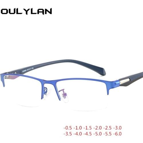 Oulylan Metal Half Frame Finished Myopia Glasses Women Men Nearsighted Student Diopter -1.5 -2.0 -2.5 -3.0 -3.5 -4.0 -4.5 -5.0