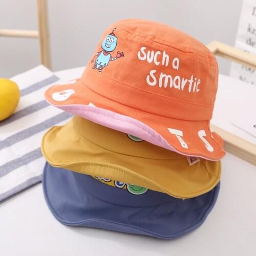K77 Childrens Hat Spring Autumn New Cute Fishermans Cap For 2-7 Year Boys And Girls Cartoon Versatile Basin Hat Babys Sun Hat