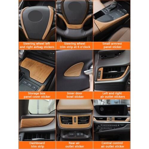 QHCP Car Door Bowl Cover Rear Air Outlet Frame Sticker Bamboo Wood Grain For Lexus ES200 260 300H 2018-2021 Interior Accessories