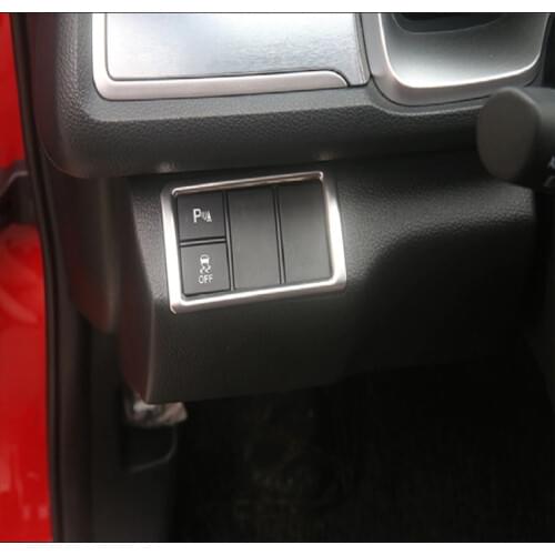 Car Styling Stainless Steel Headlight Lamp Switch Button Frame Cover Trim Decoration Accessories For Honda Civic Sedan 10th 2016