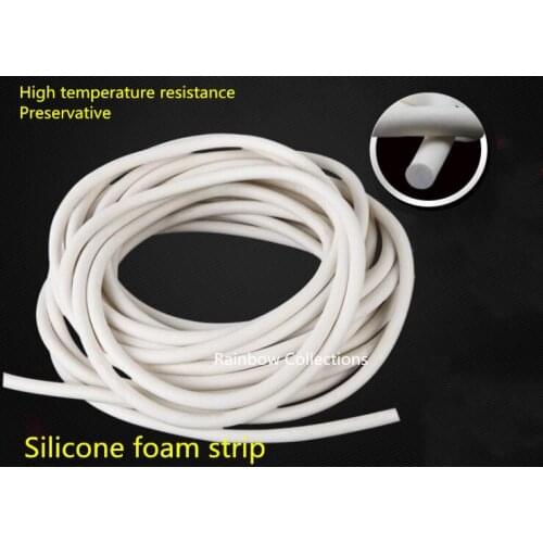 High Temperature Resistance High Elasticity Soft 5M Round Silicone Foam Sponge Sealing Strip Dia.11-20mm