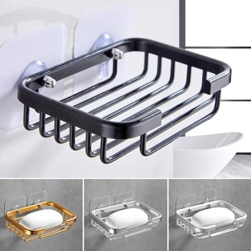 Bathroom Drill Free Soap Dish Holder Modern Wall Mounted Storage Rack Holder Hollow Type Soap Sponge Dish Accessories
