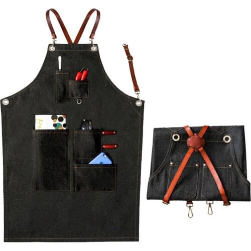 Waterproof Oil-Proof PU Apron Stain-Resistant with Two Waist Pockets Kitchen Baking Cooking Hairdresser Florist Chef