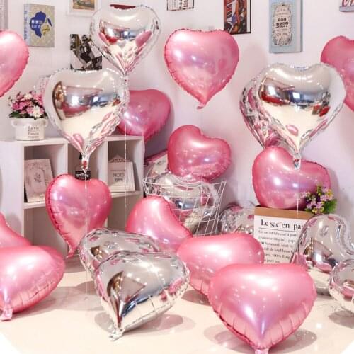 Yannyu 5pcs/set Birthday Balloon Aluminum Foil Balloon 18Inch Love Heart Balloons For Birthday Wedding Party Decoration