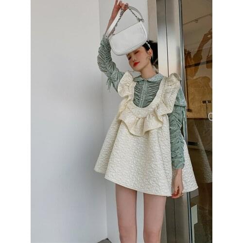 YUZACDWX Summer Dresses 2021 French Mini Dress Women High Waist princess dress Fashion sexy deep V-neck Vestidos Elegant