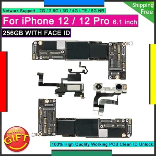 Factory Free iCloud Plate For IPhone 12 Pro 256GB WITH FACE ID Unlock Motherboard 12 Original Logic Board Good Working Mainboard