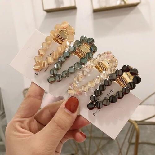 2019 New Fashion Women Shiny Crystal Rhinestones Hair Clip Barrette Pearl Hairpin Hair Accessories For Women Girls Girft