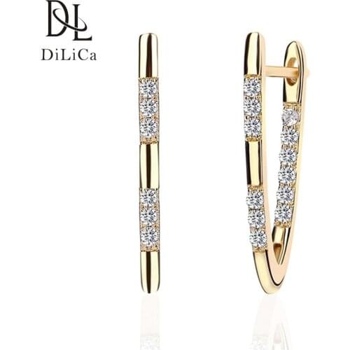 DiLiCa Elegant Womens Dangle Earrings Crystal Geometric Statement Earrings Female Gold Silver Plated Drop Earrings Pendientes