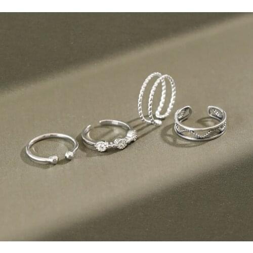 100% 925 sterling silver crystal joint ring woman fine jewelry, vintage double layer womens rings finger accessories