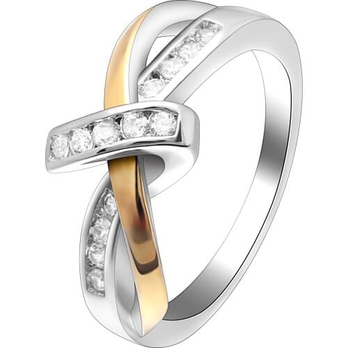 Gold And Silver Color White Cubic Zirconia Ring Eternity Charm Party Engagement Cross Jewelry For Female