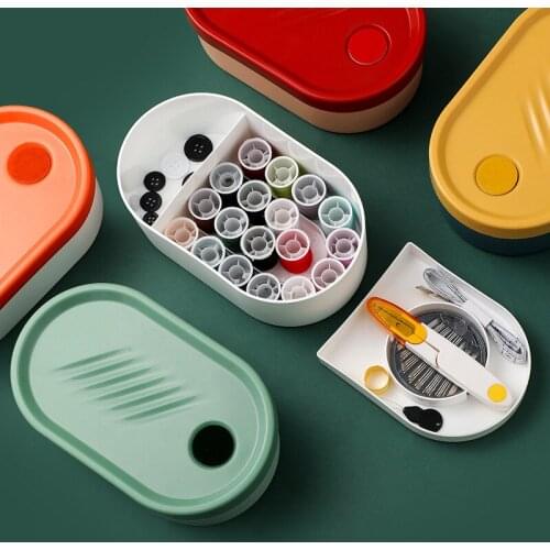 1 Set Portable Household Sewing Kit Box DIY Embroidery Handwork Tool Needles Thread Scissor Set Home Supplies Travel Accessories