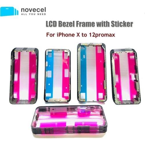 10pcs LCD Screen Bezel Frame with Adhesive Sticker For iPhone 11 12 Pro XR X Xs MAX Phone Display Glass Repair Replacement Kit