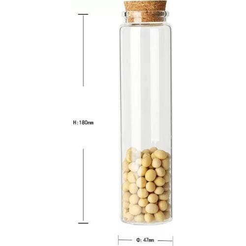 100PCS 47*180mm 240ml Glass Bottles With Cork Transparent Empty Glass Vials Jars Container Clear Food Bottles Jars Eco-Friendly