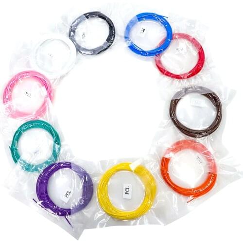 10X5M Safe Low Temperature Printing 1.75MM PCL Filament For Children 3D Pen DIY Mixed 10 Colors