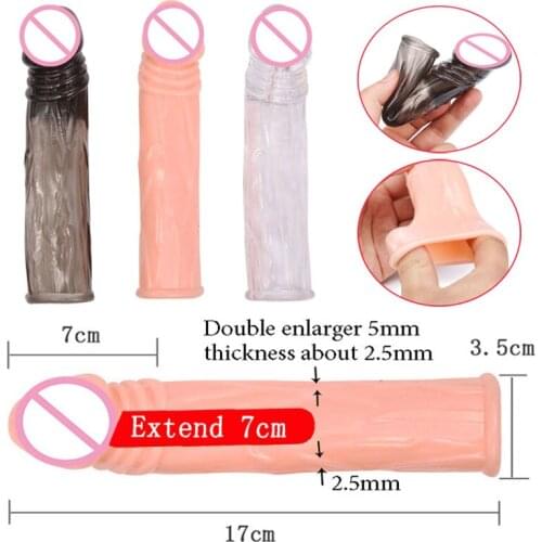 17 CM Reusable Condom Penis Extender Sleeve Delay Ejaculation Penis Enlargement Ring Intimate Goods Sex Toy For Male Sex Product