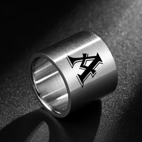 18MM Personalised Initial Ring Engrave A to Z Alphabet Stainless Steel Signet Blank Plain Ring Band 12 Zodiac Ring For Men Women