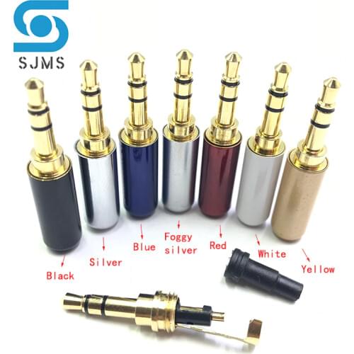 2PCS Copper Gold plated 3.5mm 3Pole 4 Pole Plug Audio Jack with Clip for DIY Stereo Headset Earphone Headphone for Repair