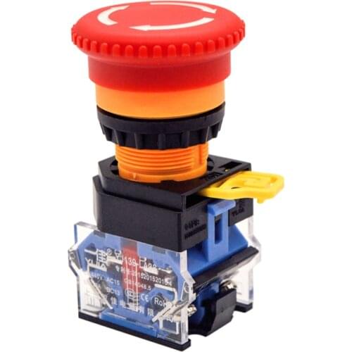 22mm Emergency Switch 1NO 1NC / 2 NC Self Locking Emergency Stop Button Switch LA38-11ZS