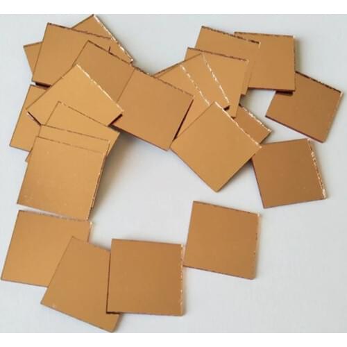 2x2cm Light Rose Gold Small Glass Square Craft Mirrors Bulk 100 Pieces Mosaic Tiles