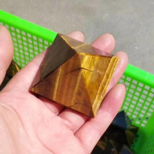 50mm Natural Rock Tiger Eye Stone Quartz Crystal Reiki Pyramid for Healing