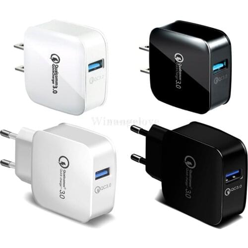 50pcs 18W 3.0 Quick Charge Fast Charging US Plug Wall Charger 5V/3A 9V/2A 12V/1.6A Adapter for iPhone
