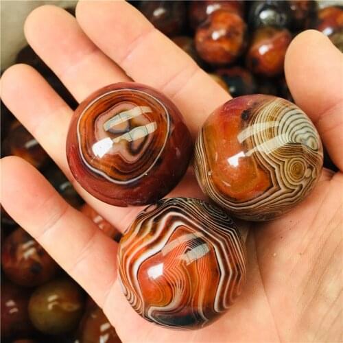 3.5cm natural crystal silk agate ball fossil decorated ball 1pc