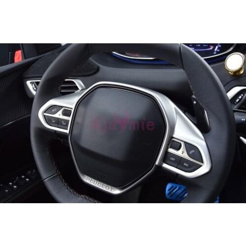 Accessories For Peugeot 3008 2017 2018 Interior Steering Wheel Decorative Strips Cover Trim Stickers Chrome Garnsih Panel