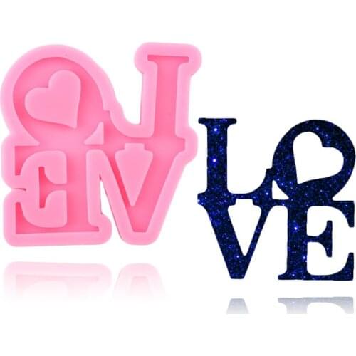 Shiny Love Letter Form Silicone Molds DIY Keychain Epoxy Resin Molds Craft for Key Ring Decoration Pendant Jewelry Making Mould