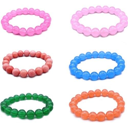 Blue Red Orange Pink Powder Crystal Quartz Natural Stone Streche Bracelet Elastic Cord Pulserase Jewelry Beads Woman Gift 4mm