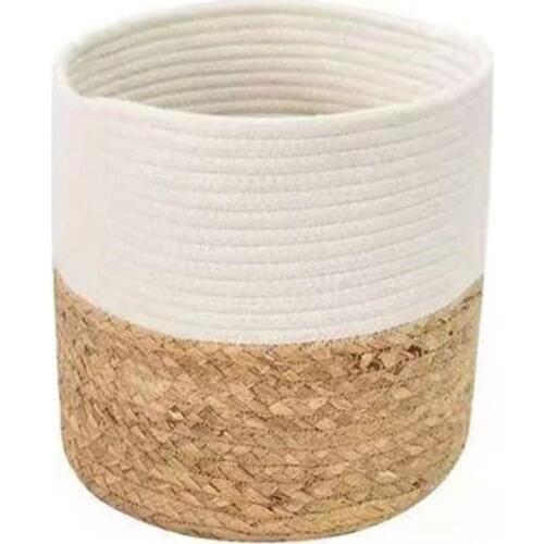 Flower Pot Woven Handmade Cotton Rope Storage Basket Organizer for Indoor