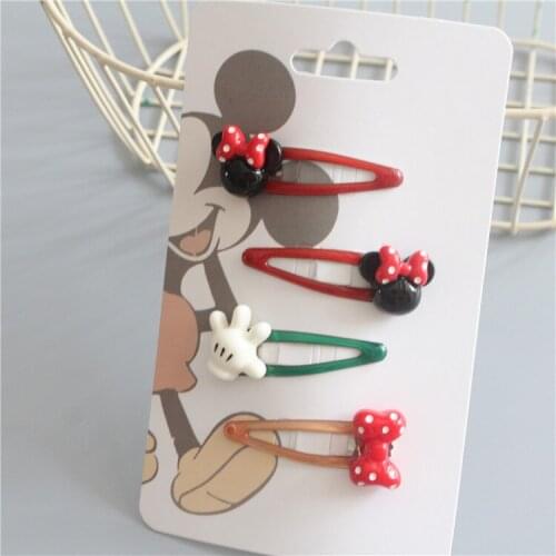 Disney cartoon childrens hair accessories head accessories cute Mickey mouse bow hair clip 4 cm BB clipbaby girls gifts
