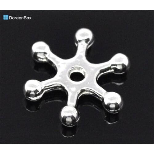 Doreen Box hot- 300 Silver color Snowflake Spacer Beads 8x2mm (B12596)