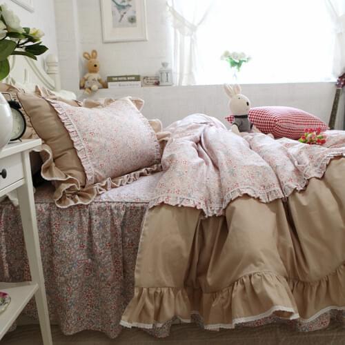 European pastoral bedding set ruffle dobby print embroidered duvet cover lace bedspread bed sheet princess bedding bedding sets