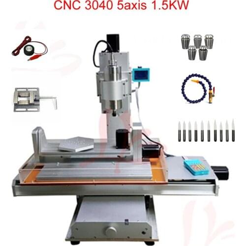 110/220V 5 axis cnc router 3040 milling machine,Ball Screw Table Column Type woodworking carving machine