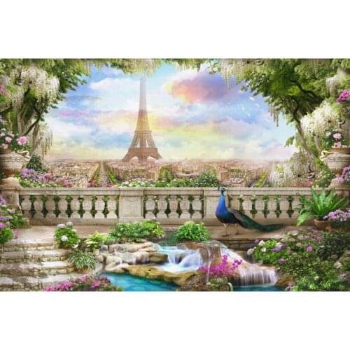 Painting Style Paris Garden Landscape Photography Backgrounds Customized Portrait Baby Photographic Backdrops For Photo Studio