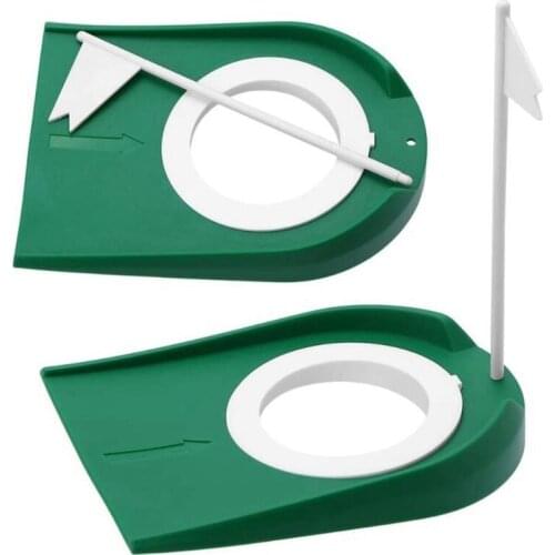 2Pcs Indoor Outdoor Plastic Golf Putting Cup Practice Aids with Adjustable Hole White Flag